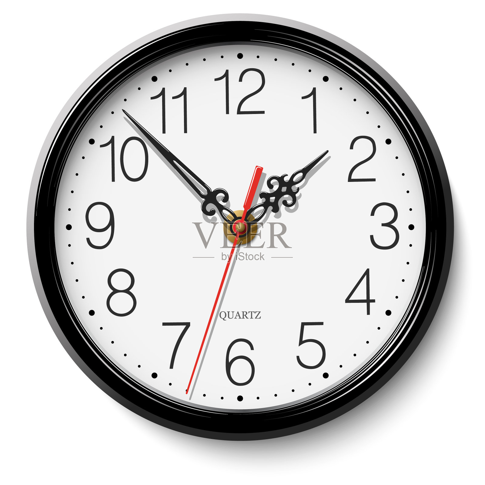 经典的黑色圆挂钟与图案时钟设计元素图片