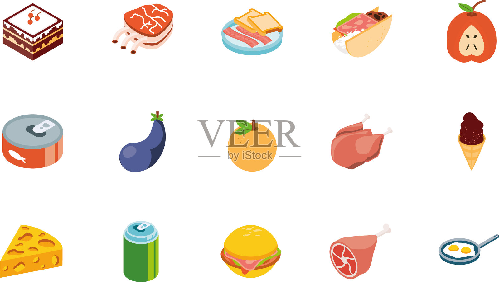 孤立的食品图标设置设计图标素材