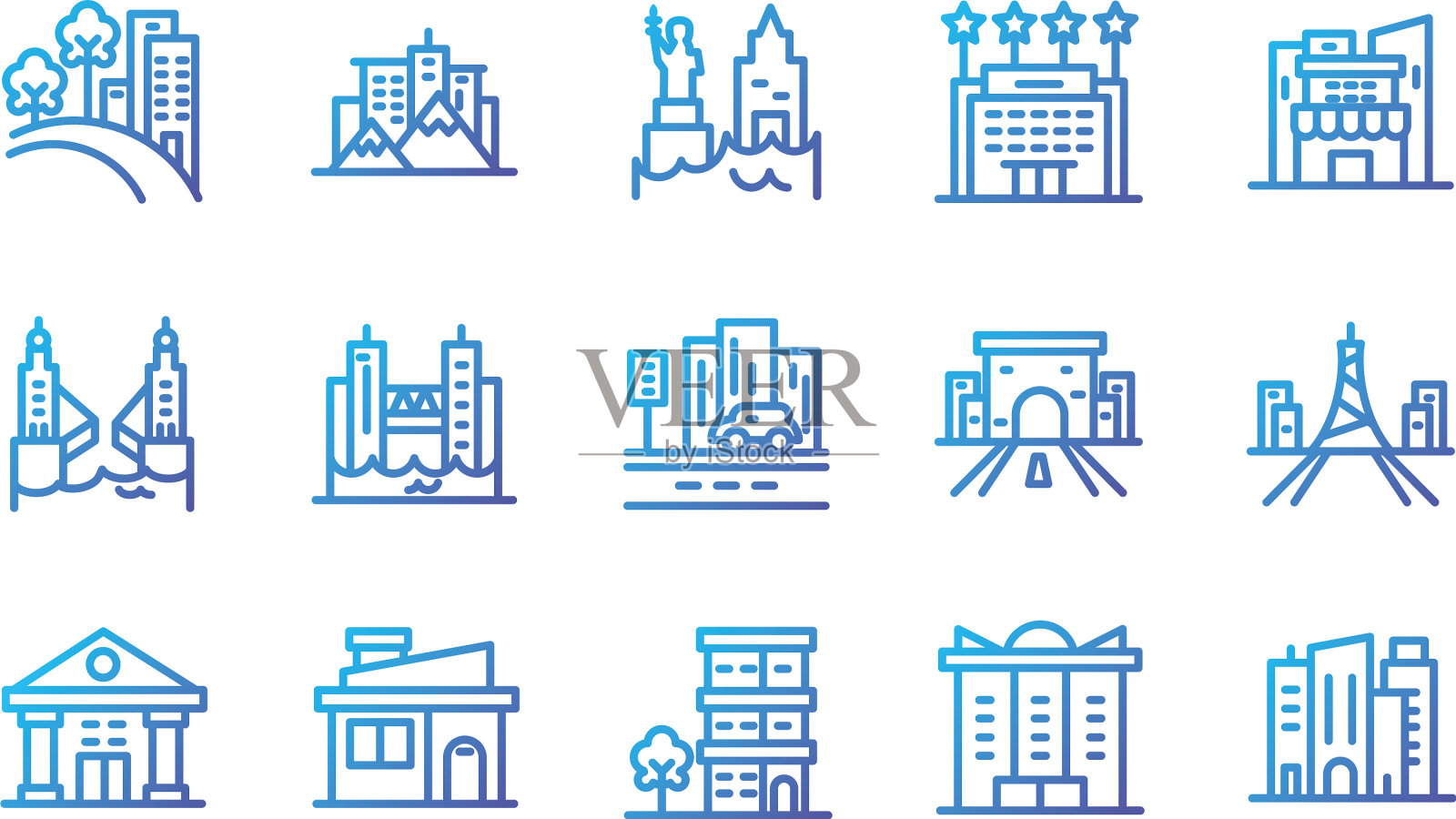 孤立城市建筑图标集设计图标素材