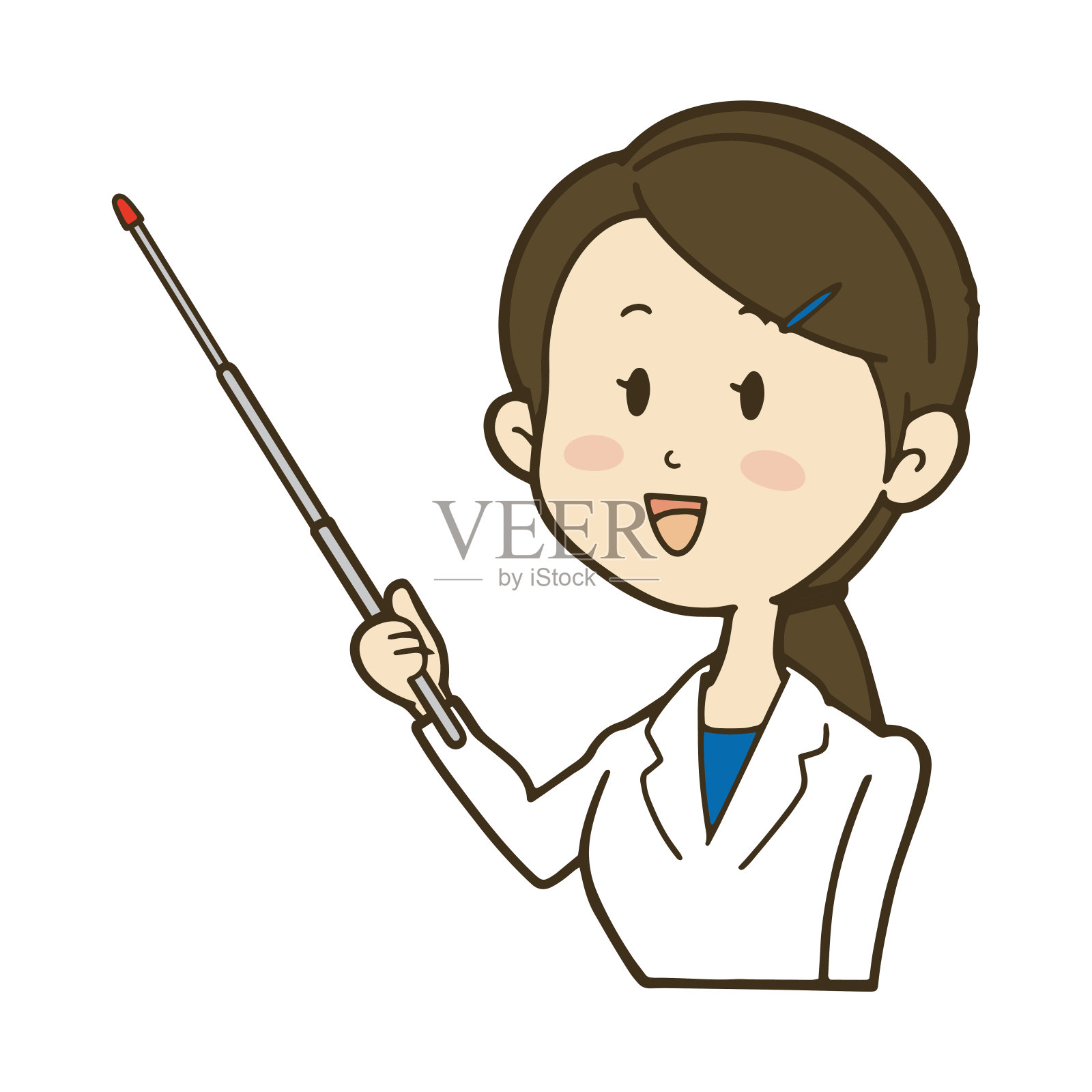 一个穿着白大褂拿着棍子的女人的插图。插画图片素材