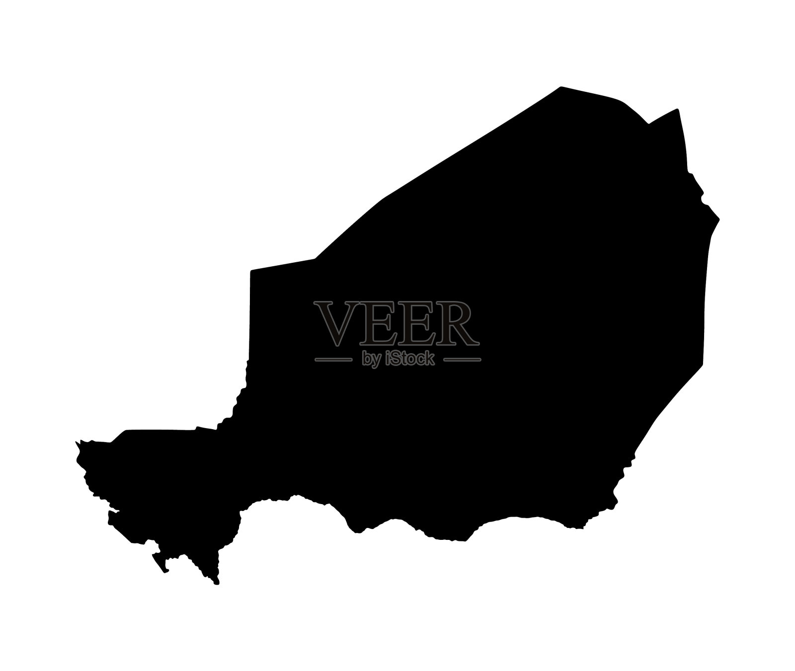 尼日尔地图轮廓孤立在白色插画图片素材