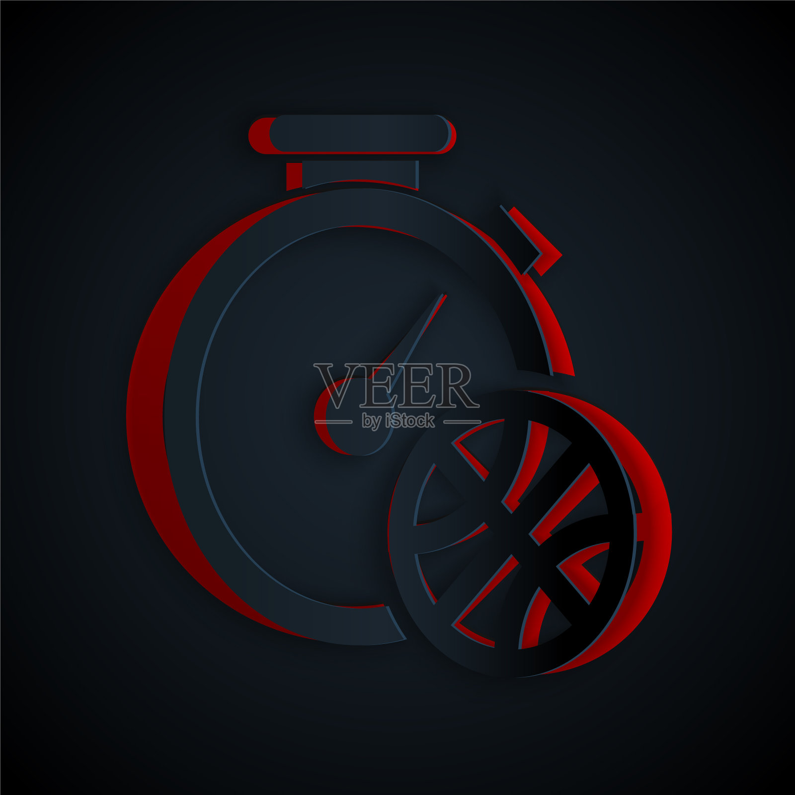 里面有篮球的剪纸秒表插画图片素材