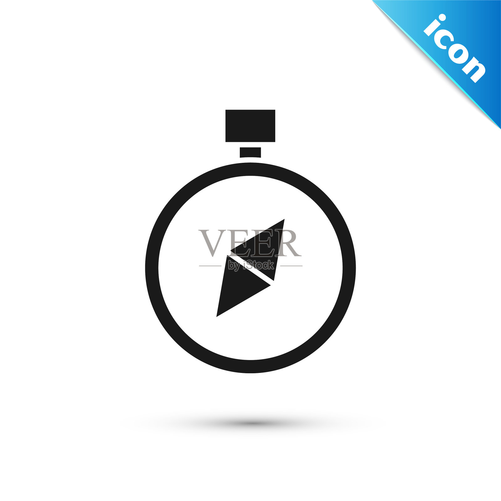 黑色罗盘图标孤立在白色背景上图标素材