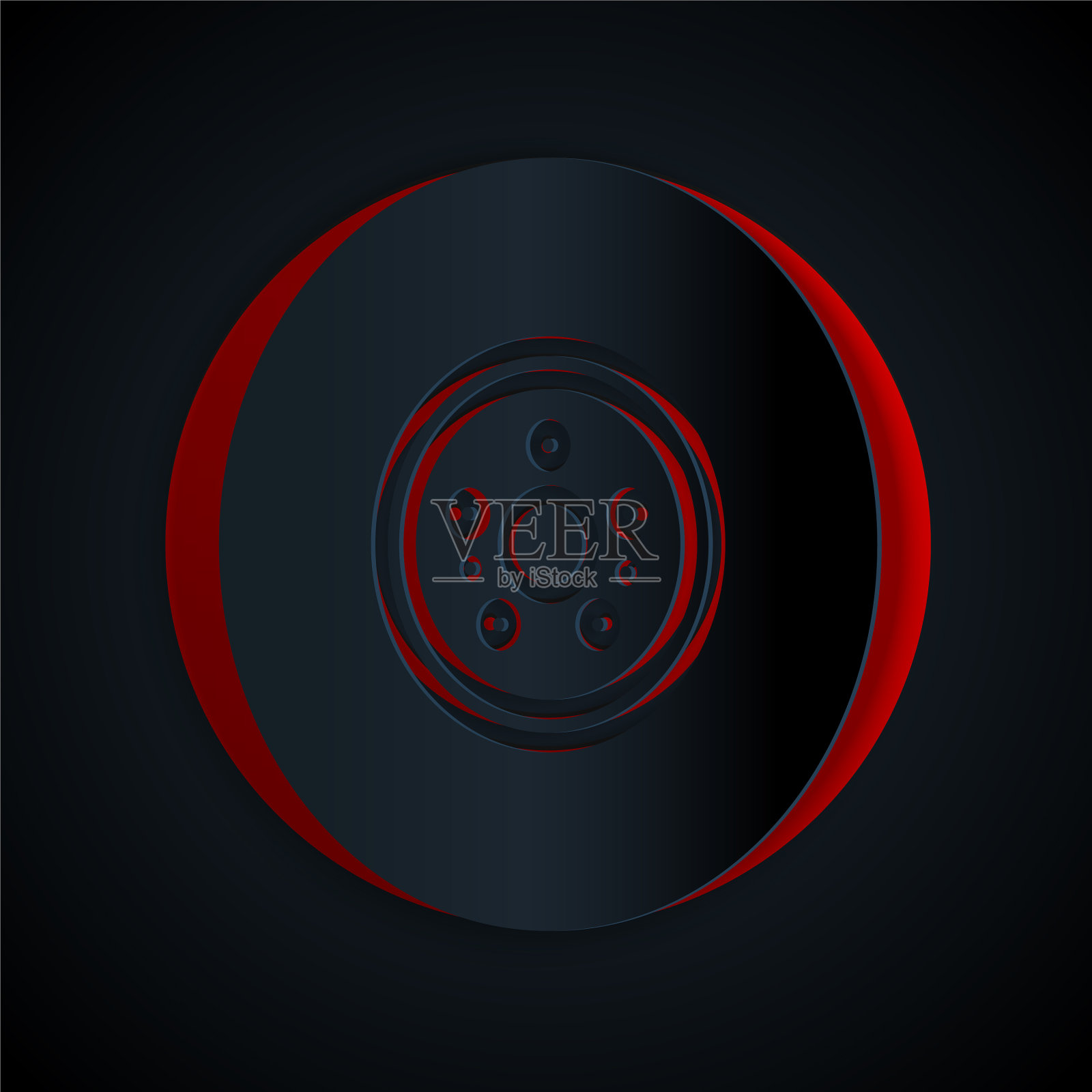 剪纸汽车刹车盘图标隔离在黑色插画图片素材