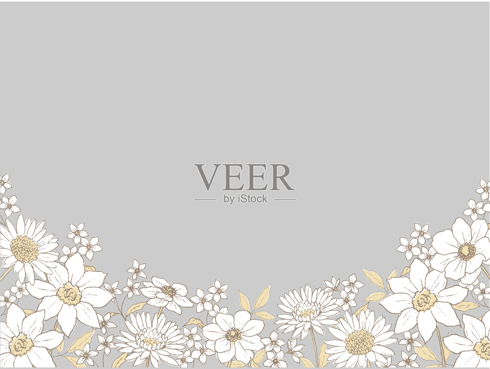 花卉画框的线描插图。插画图片素材