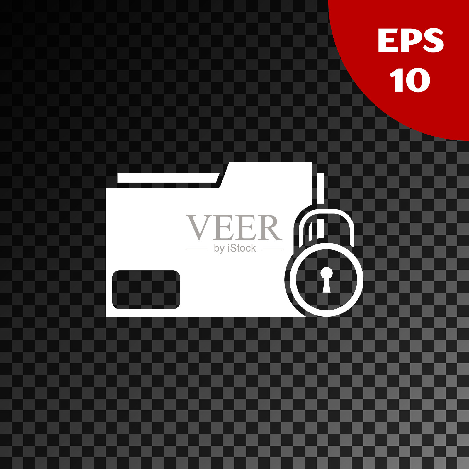 白色文件夹和锁定图标隔离上透明插画图片素材