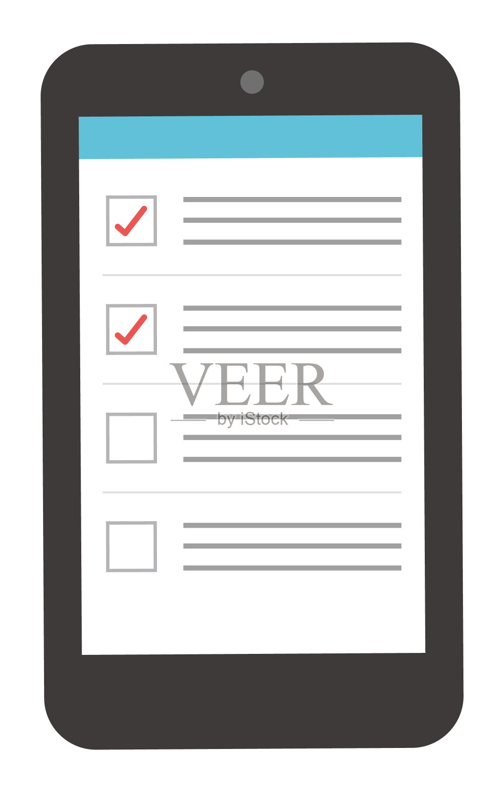 智能手机与检查应用程序。矢量插图。插画图片素材