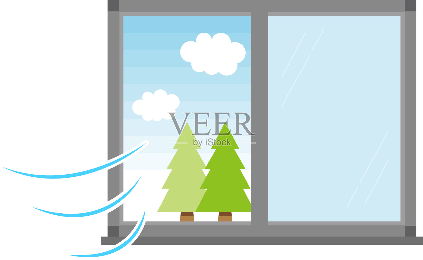 窗户和房间通风。插画图片素材