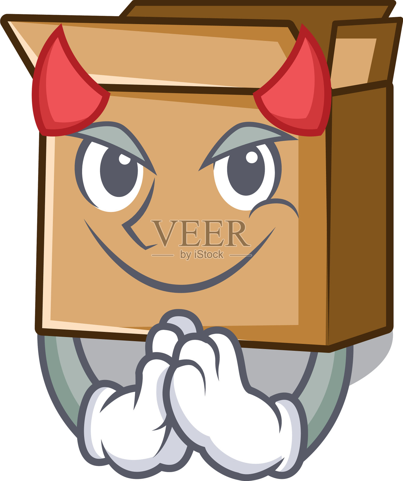 魔鬼纸板隔离与吉祥物设计元素图片