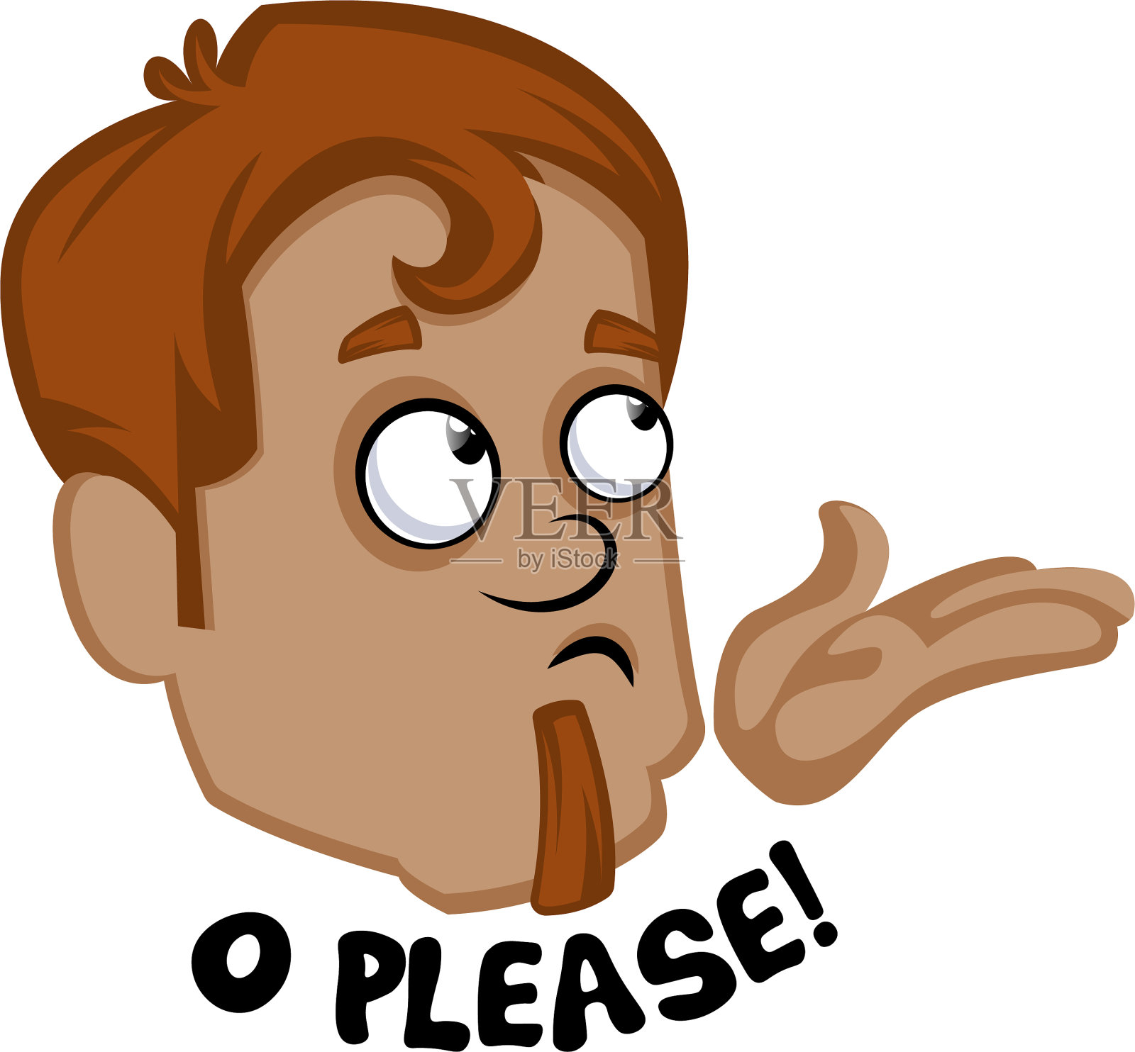 人类的表情符号与o请表情在白色设计元素图片