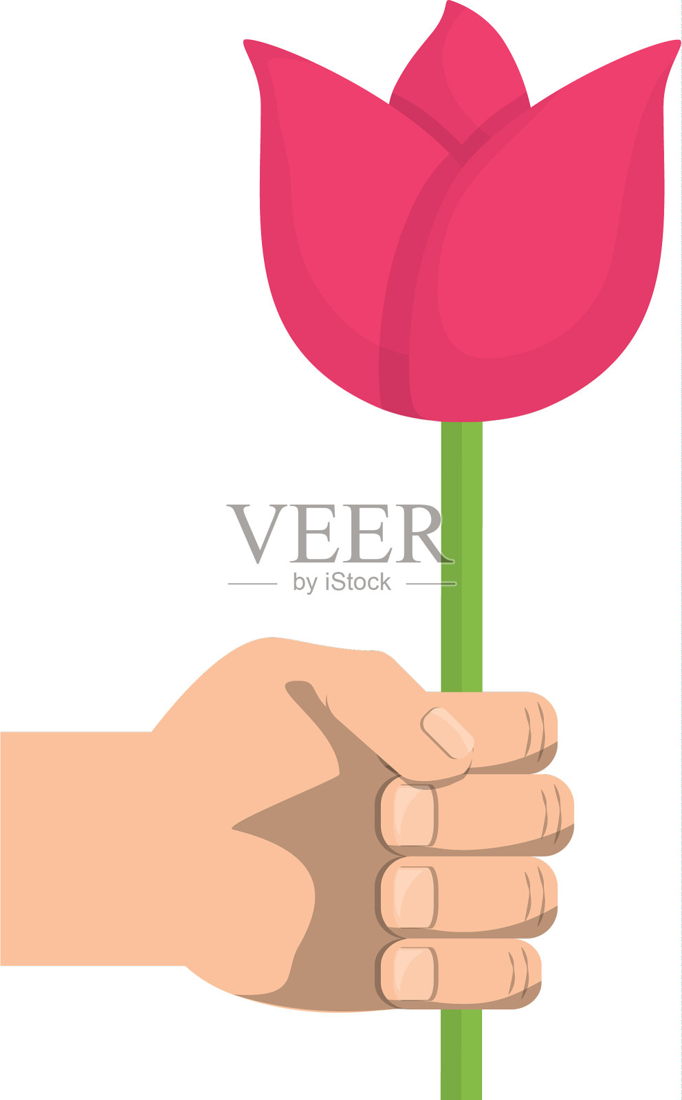 手捧美丽的花朵设计元素图片