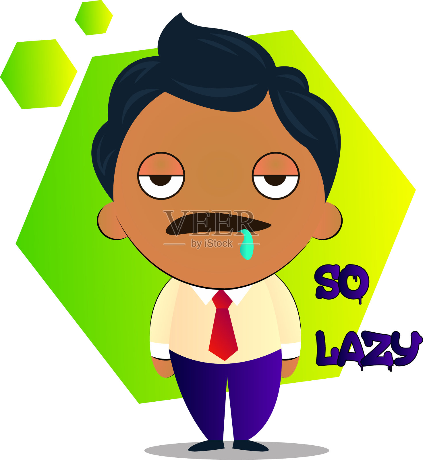 穿着西装，留着黑色卷发的懒男孩设计元素图片