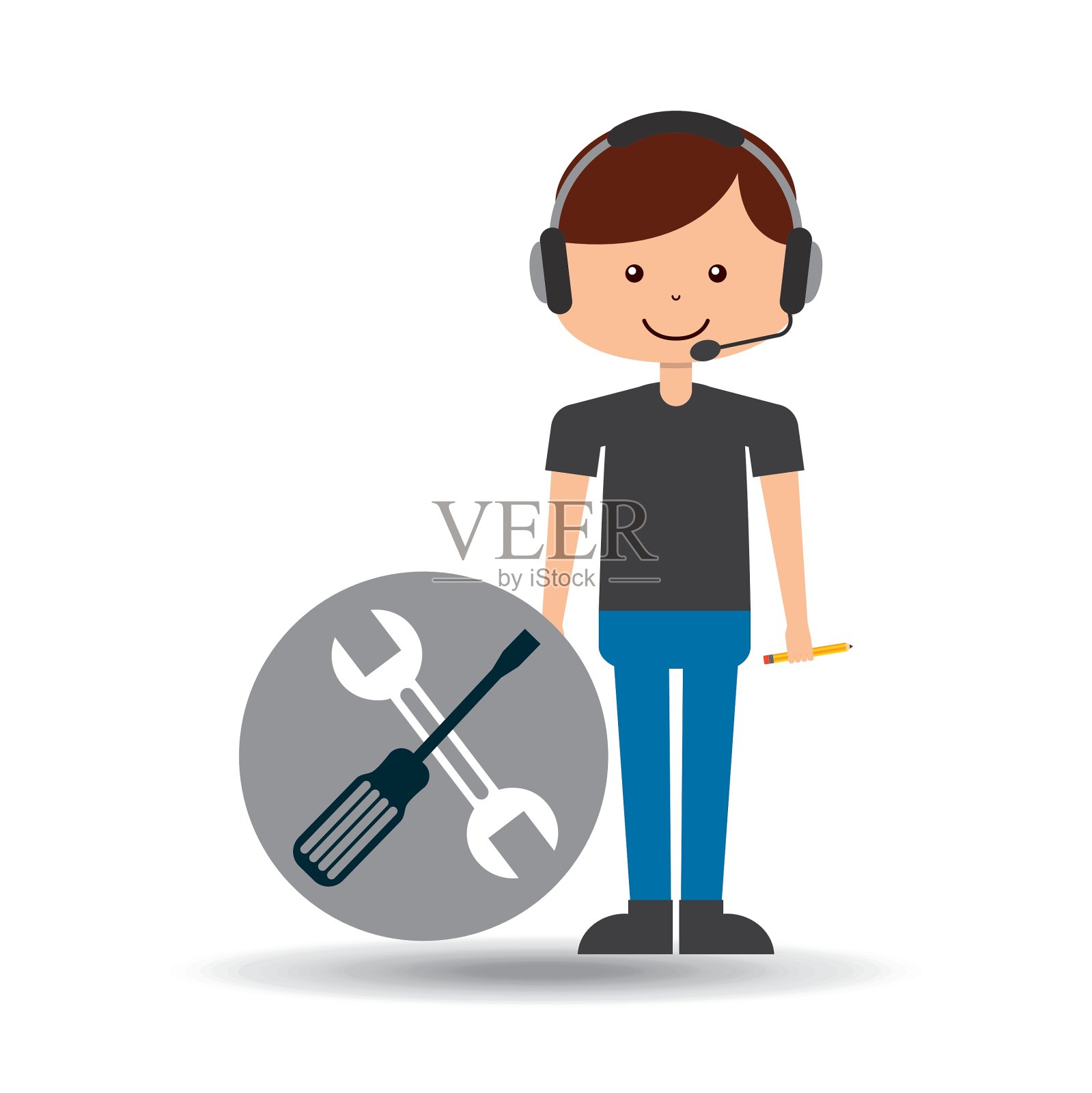 盖伊接线员帮助服务技术支持设计元素图片