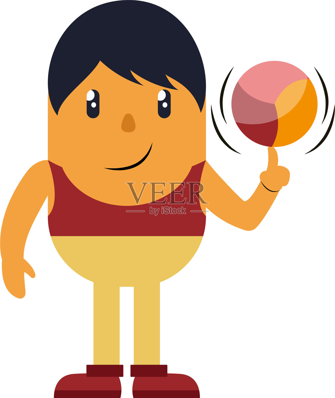 一个男人在白色背景上旋转一个球设计元素图片