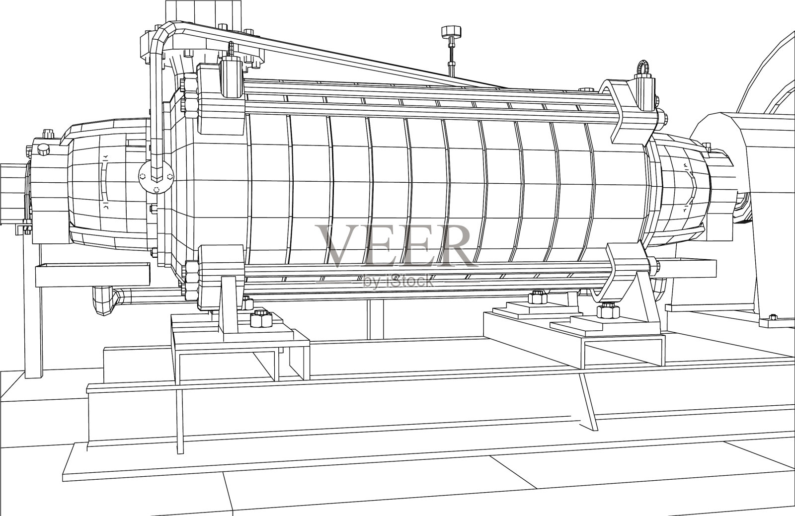 线框工业设备，油气泵设计元素图片