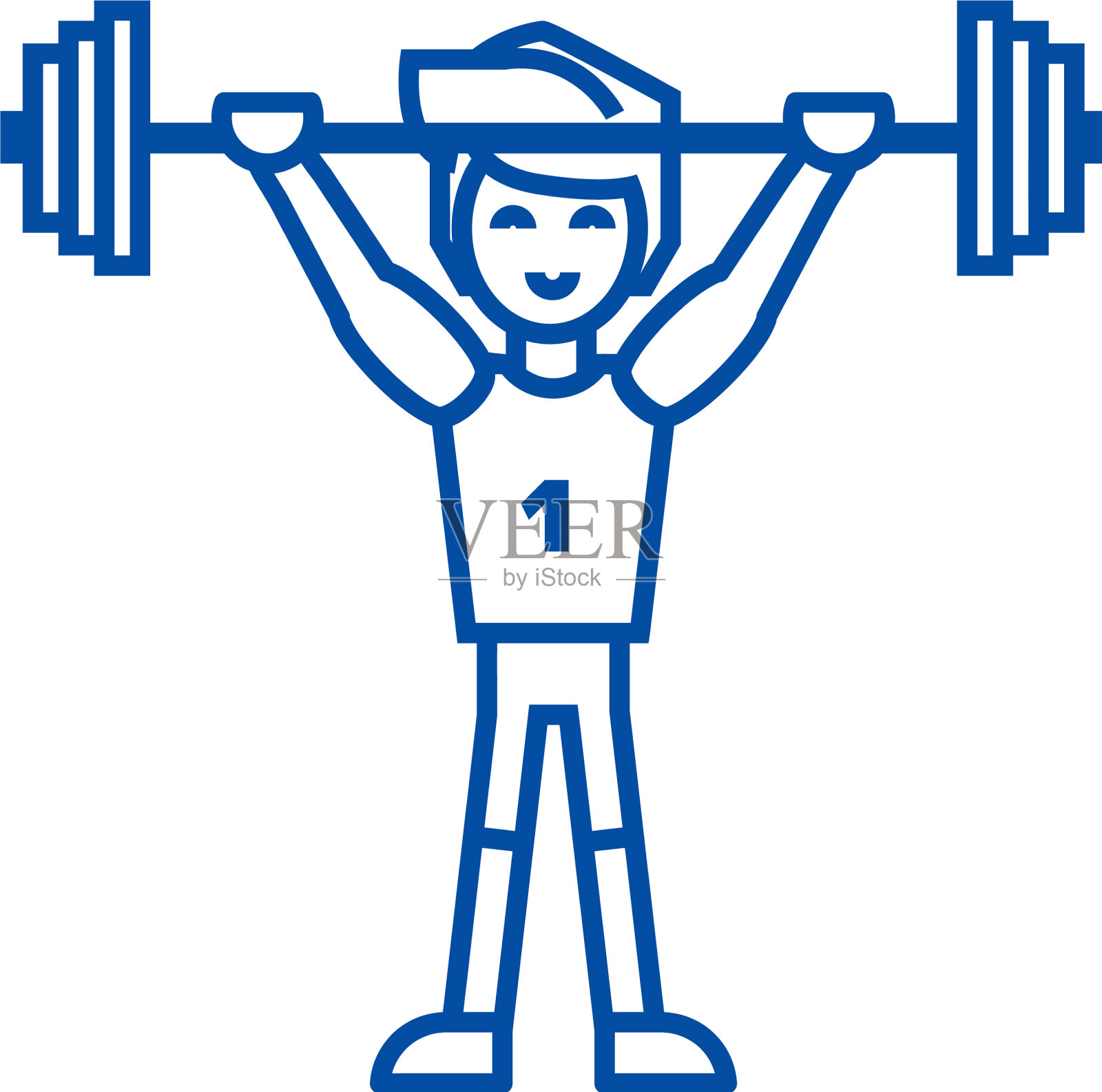 强壮的运动员与重量线图标概念设计元素图片