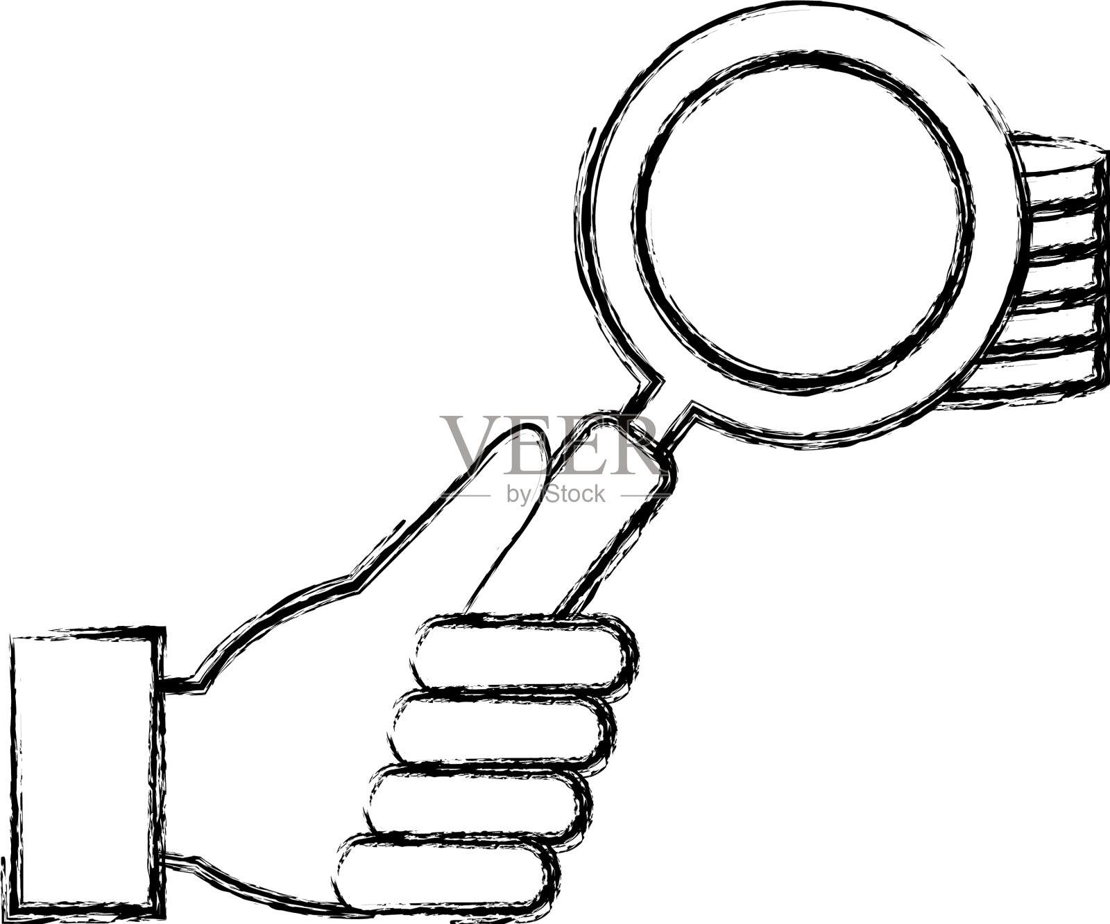 用放大镜堆硬币钱设计元素图片