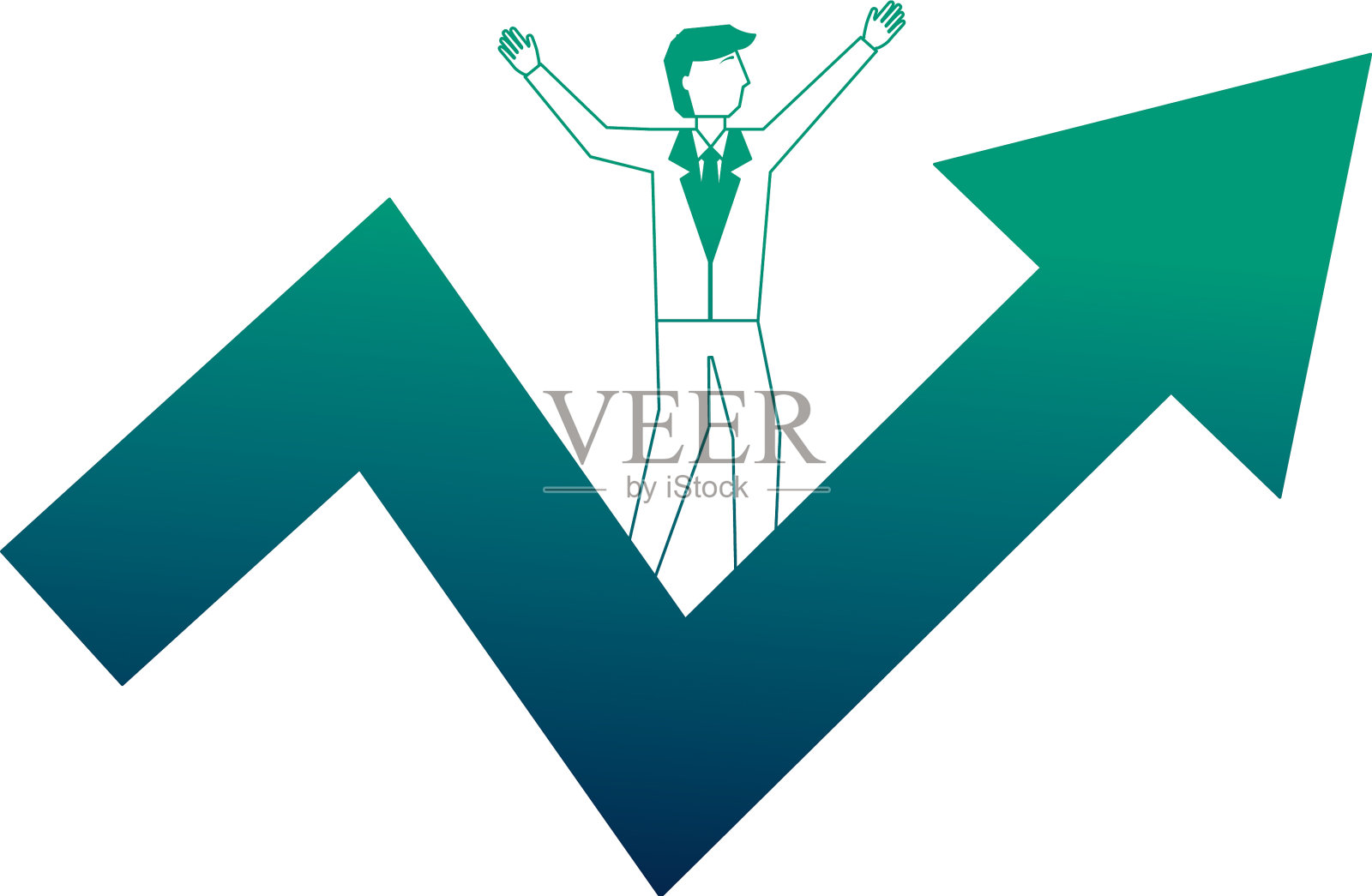 商人在箭头向上的化身角色设计元素图片