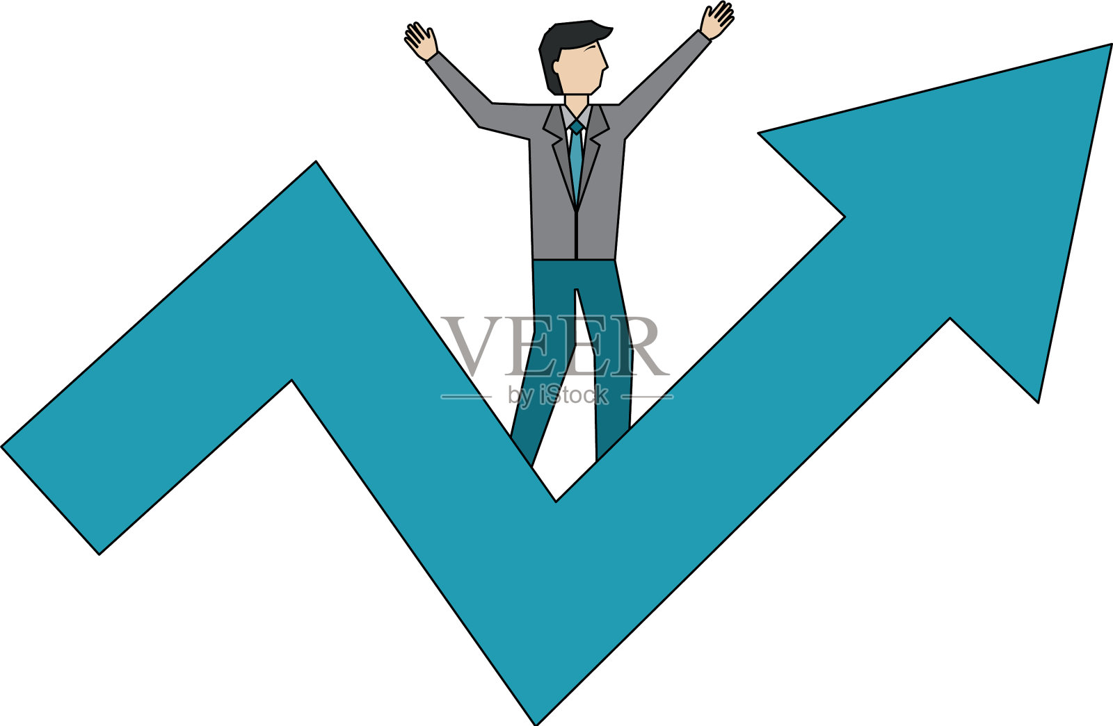 商人在箭头向上的化身角色设计元素图片