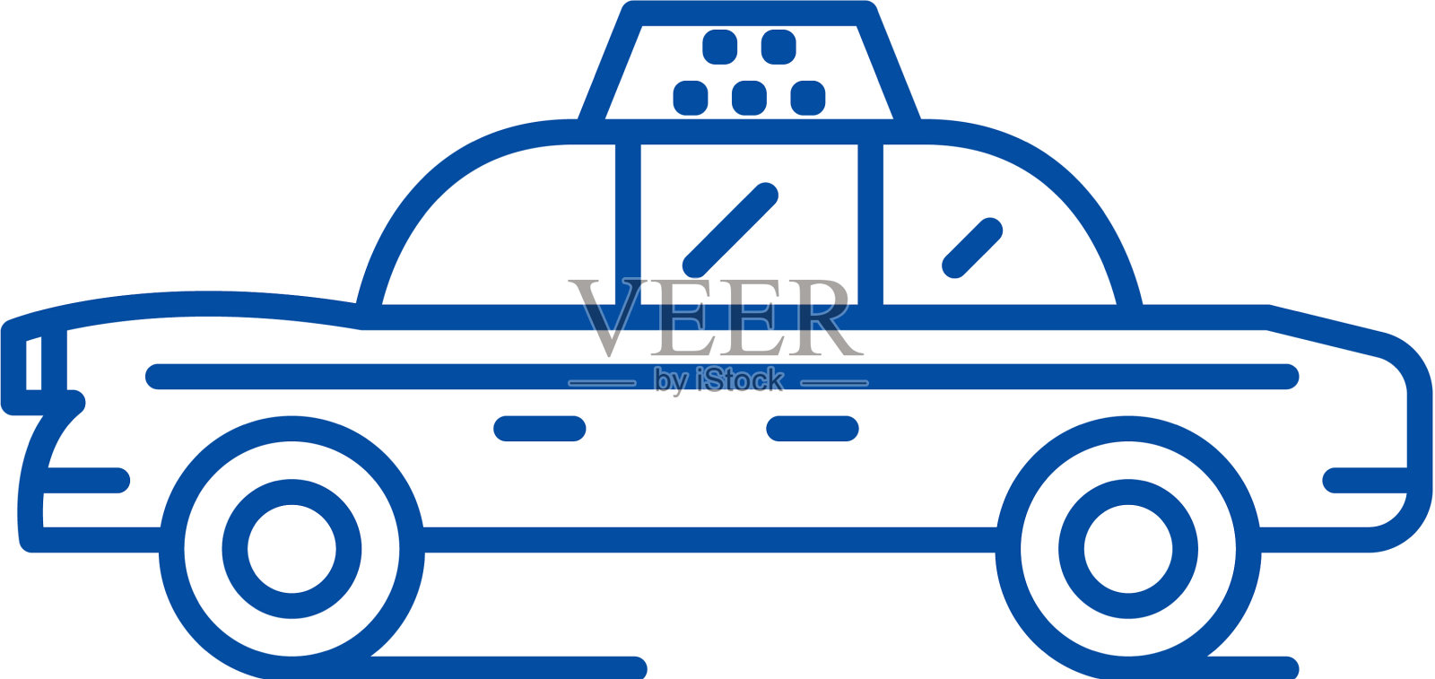出租车线图标概念出租车平坦设计元素图片