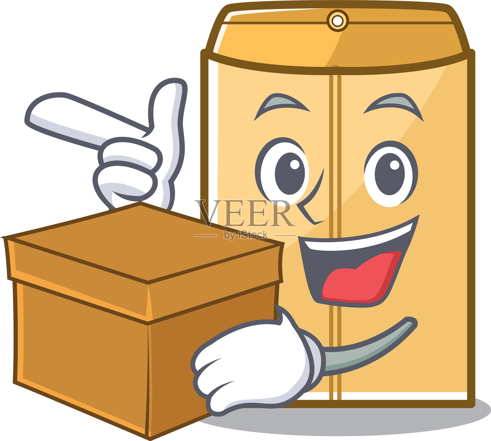 与盒子卡通信封邮筒在袋设计元素图片