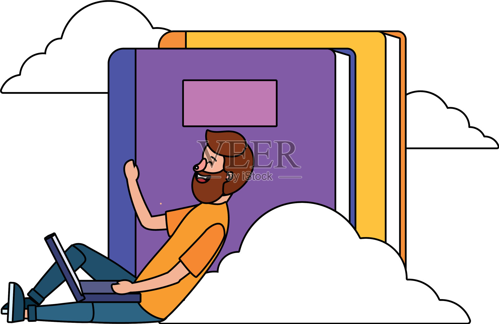 在线教育人卡通设计元素图片