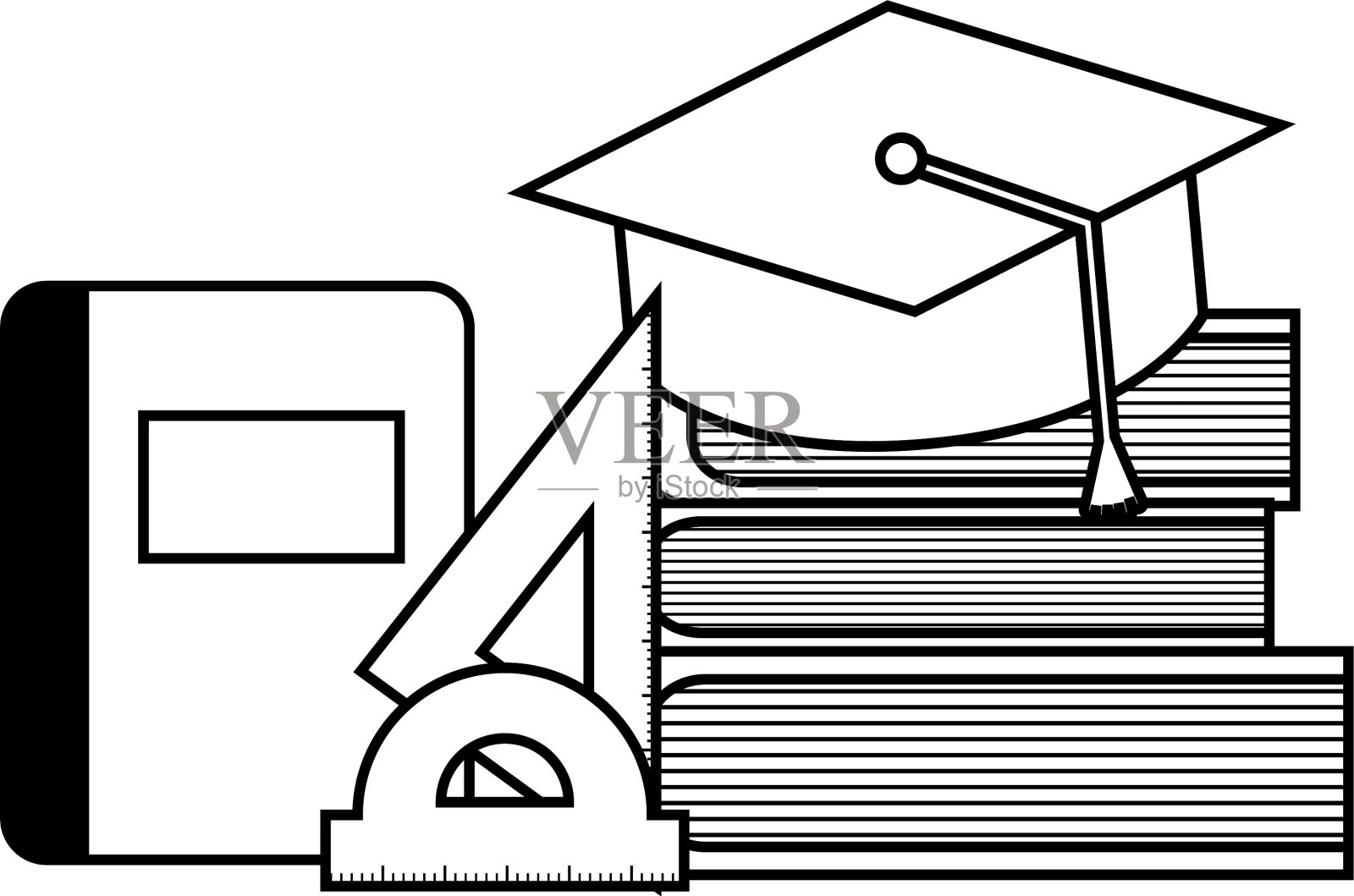 图书馆备有毕业书帽和成套用品图标素材