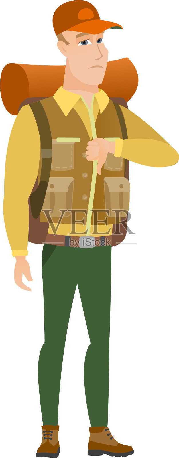 失望的非洲游客，拇指向下设计元素图片