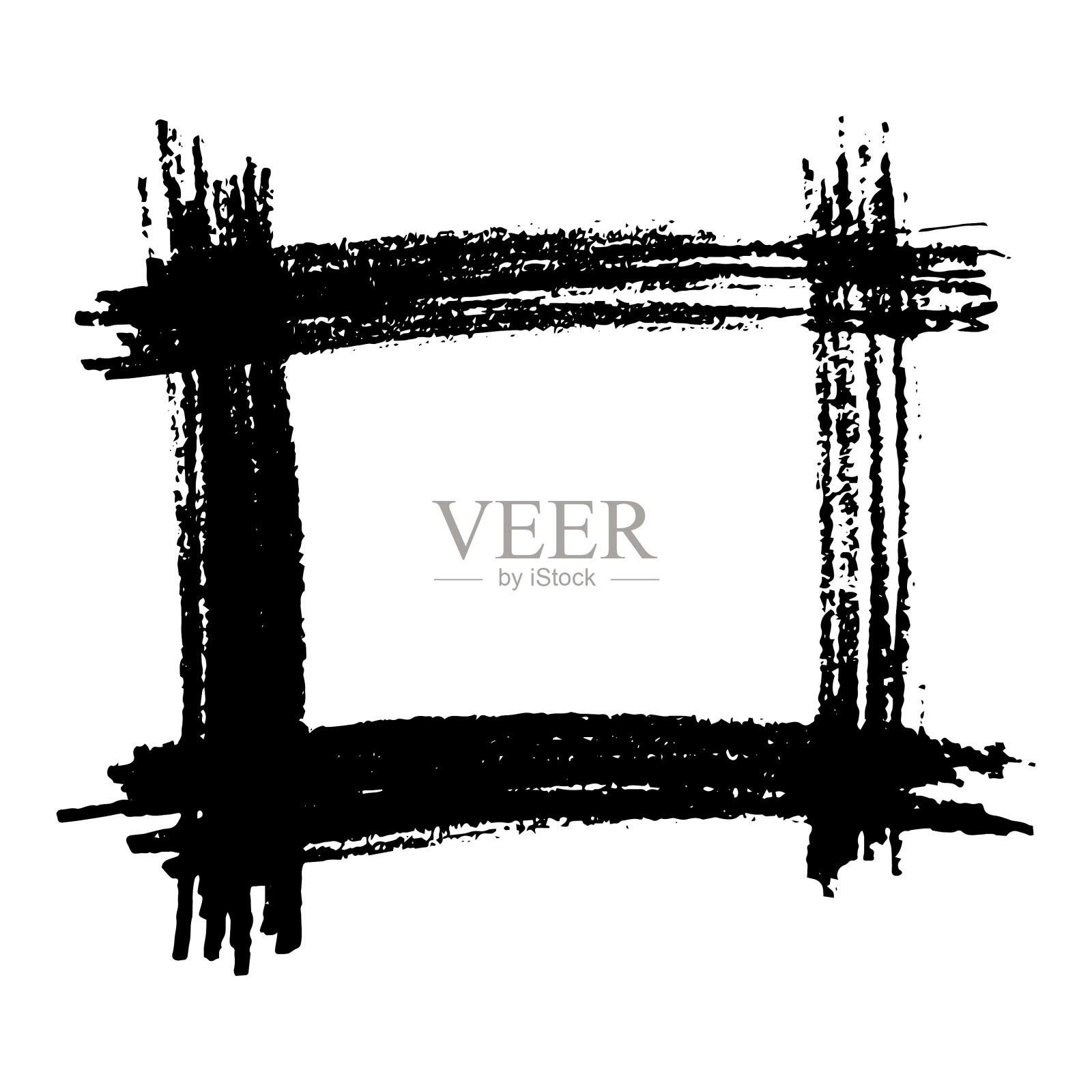 手绘铅笔涂鸦方形框架设计元素图片