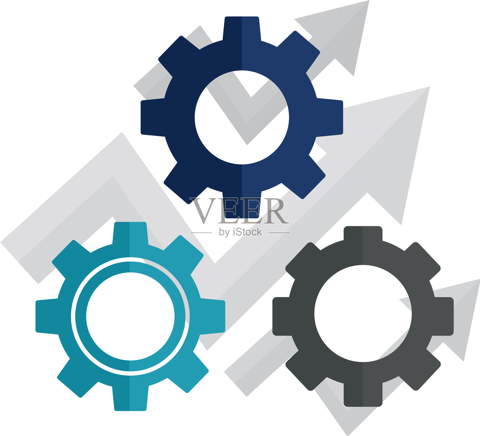 齿轮机器与箭头隔离图标图标素材