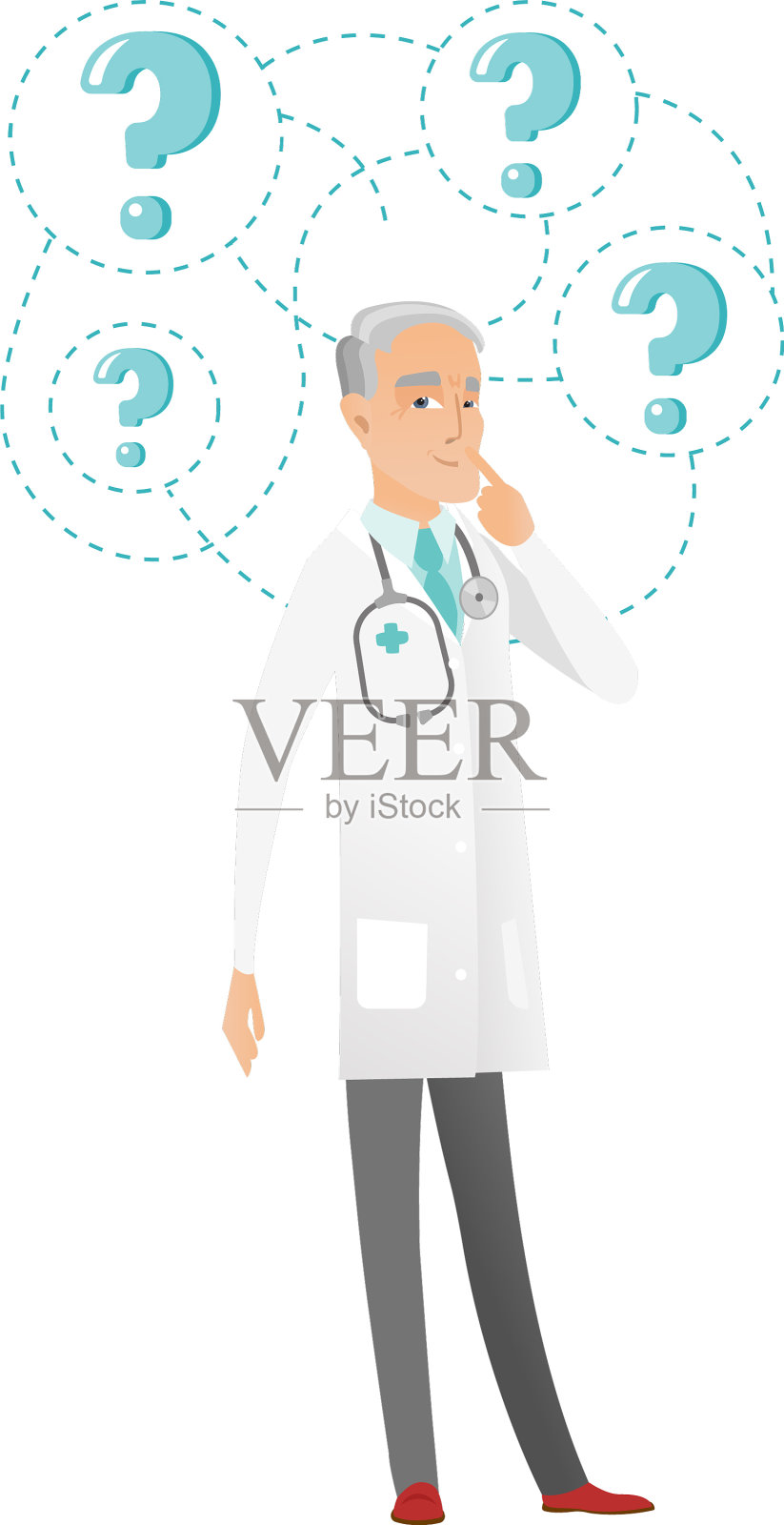 一个带着问号的白人医生设计元素图片