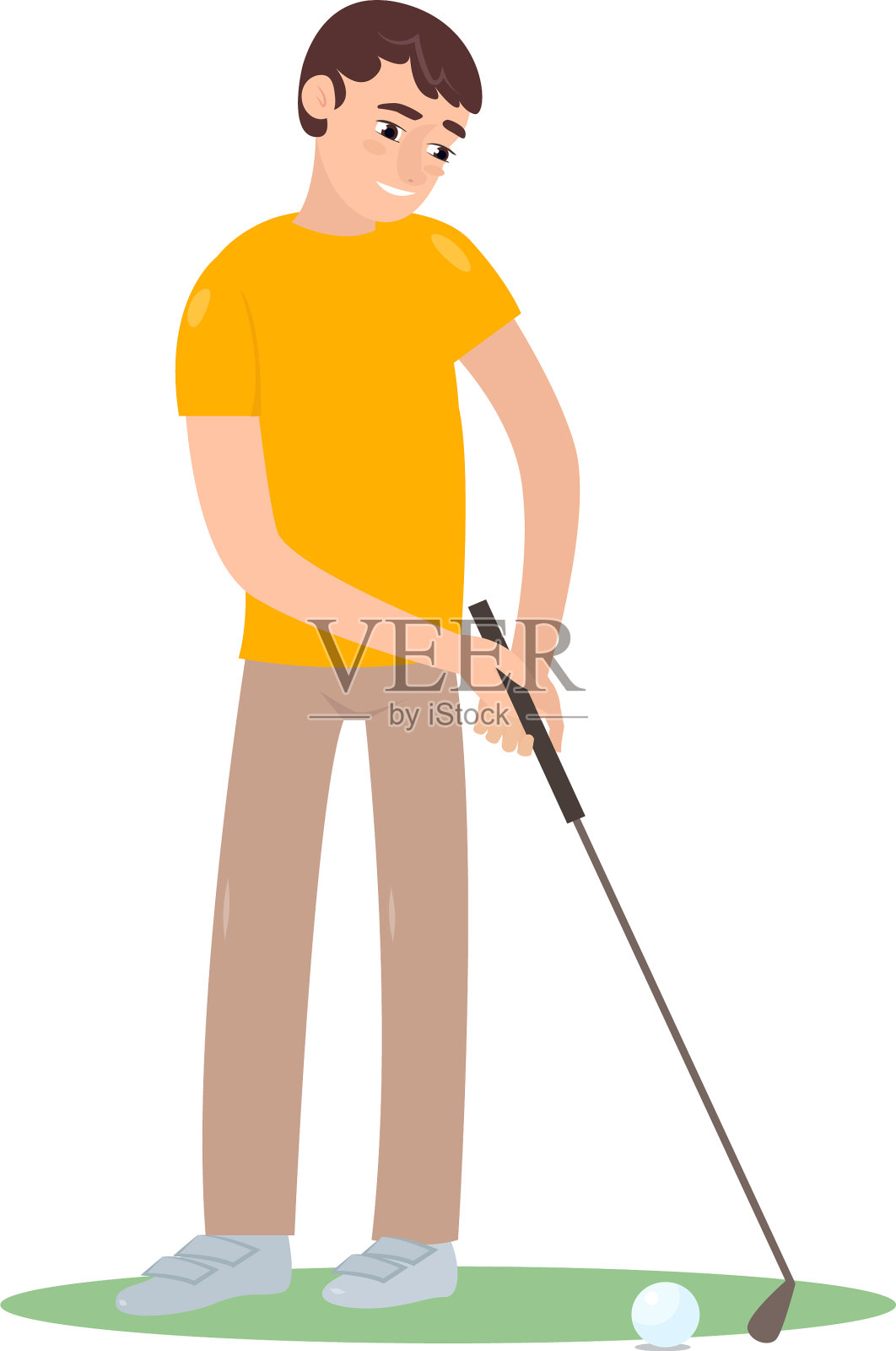 高尔夫球员在白球上击打孤立的球设计元素图片
