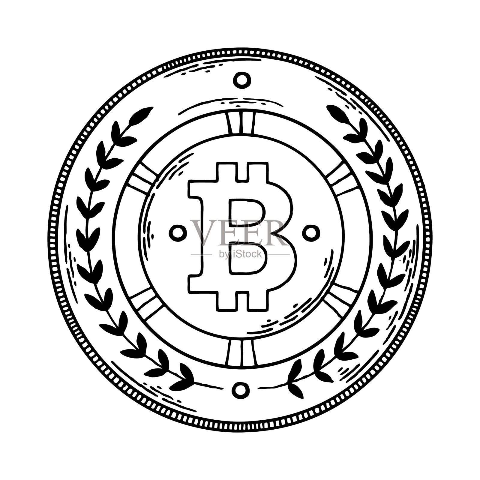 比特币的钱雕刻设计元素图片