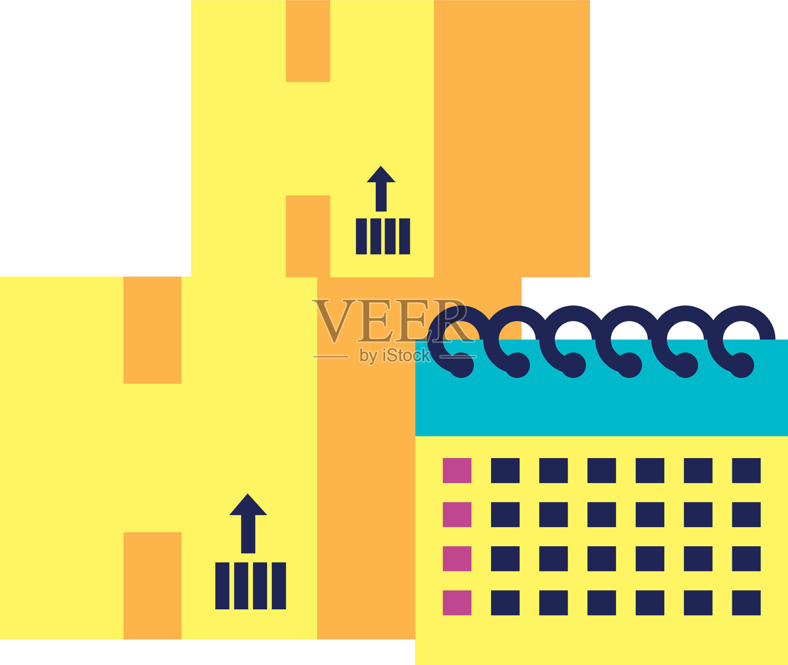 设置盒子纸箱与日历提醒设计模板素材