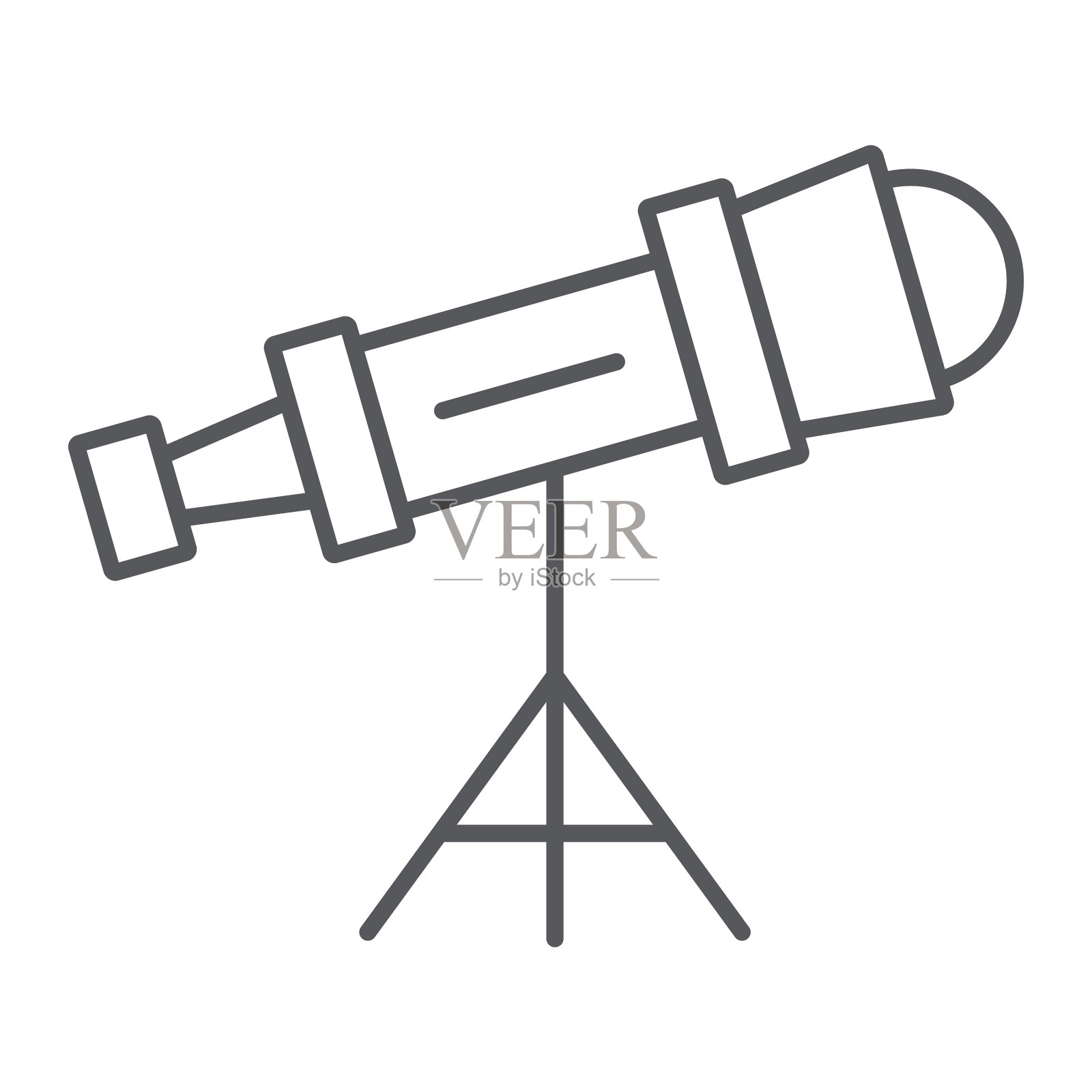 望远镜细线标志科学与天文学图标素材