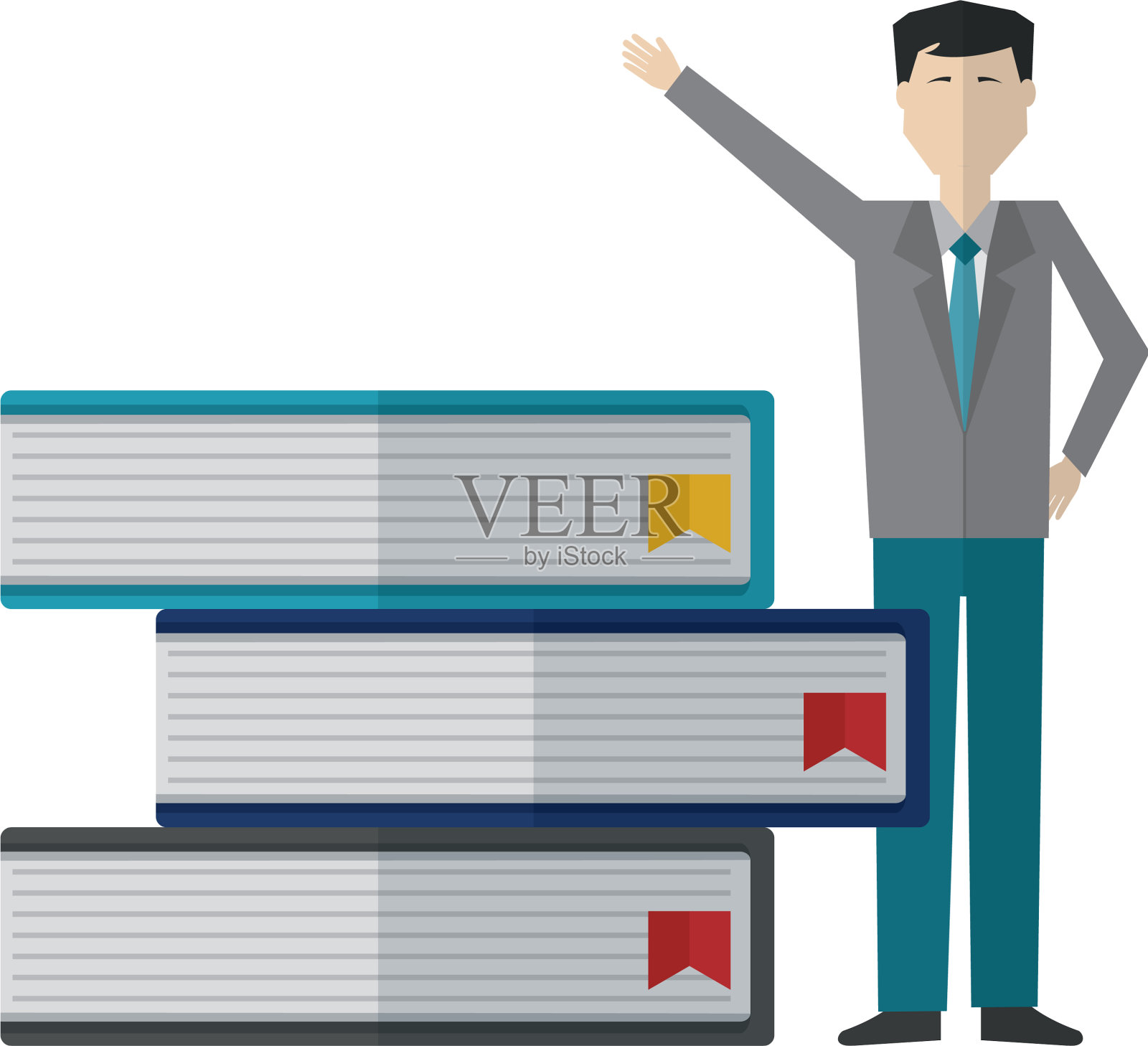 商人与成堆的书化身人物设计元素图片