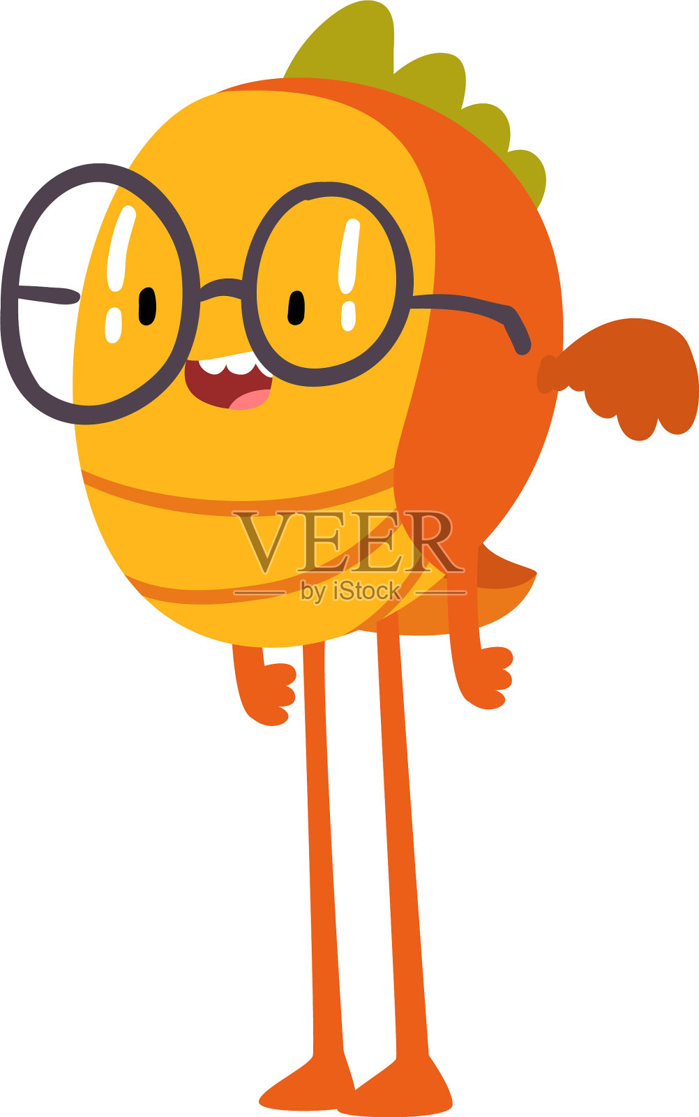 可爱的鱼怪物在眼镜有趣友好设计元素图片