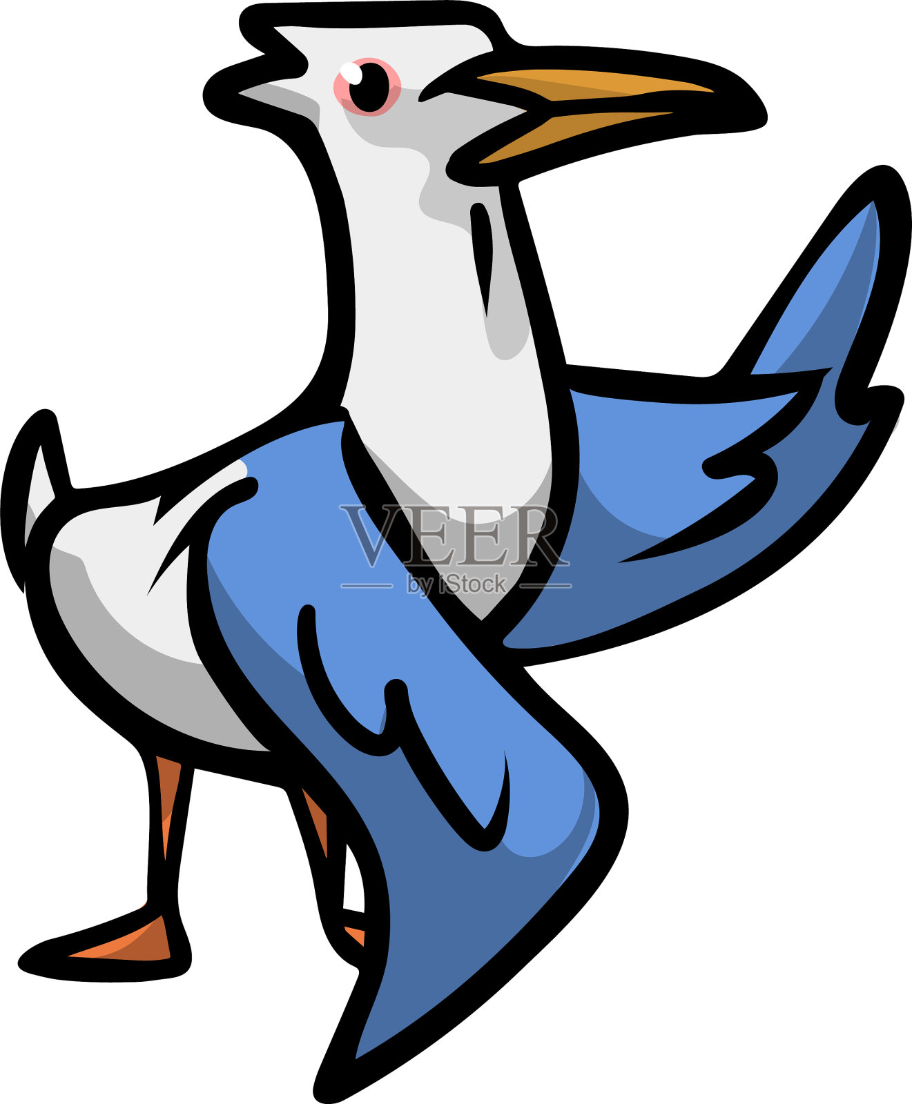 可爱的海鸥和蓝色的翅膀准备开始设计元素图片