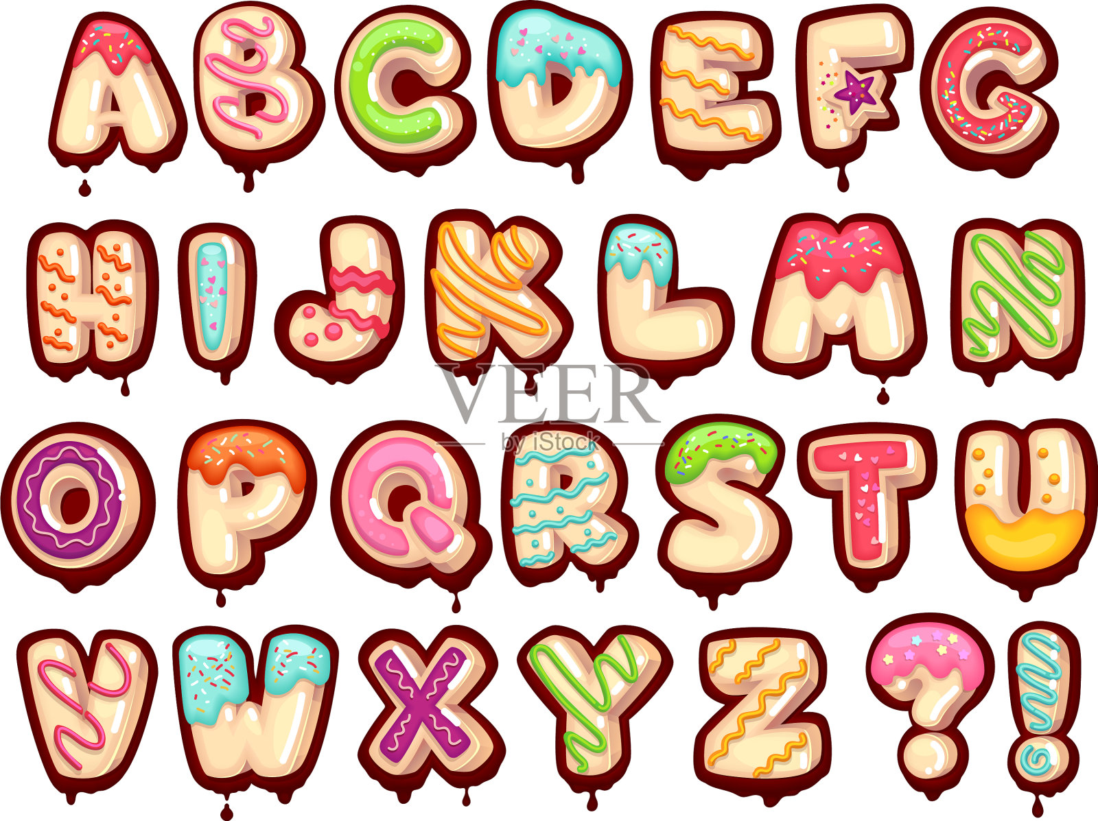 甜蜜的字母设计元素图片