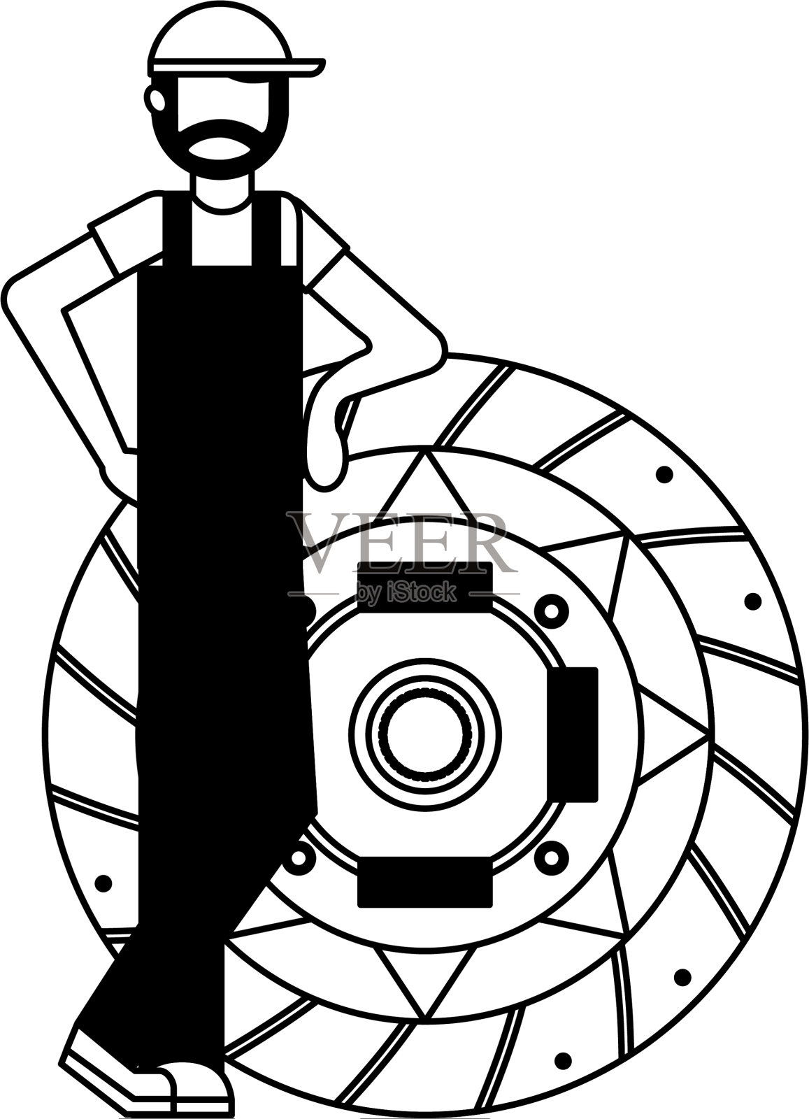 机械师与离合器盘汽车修理服务设计元素图片