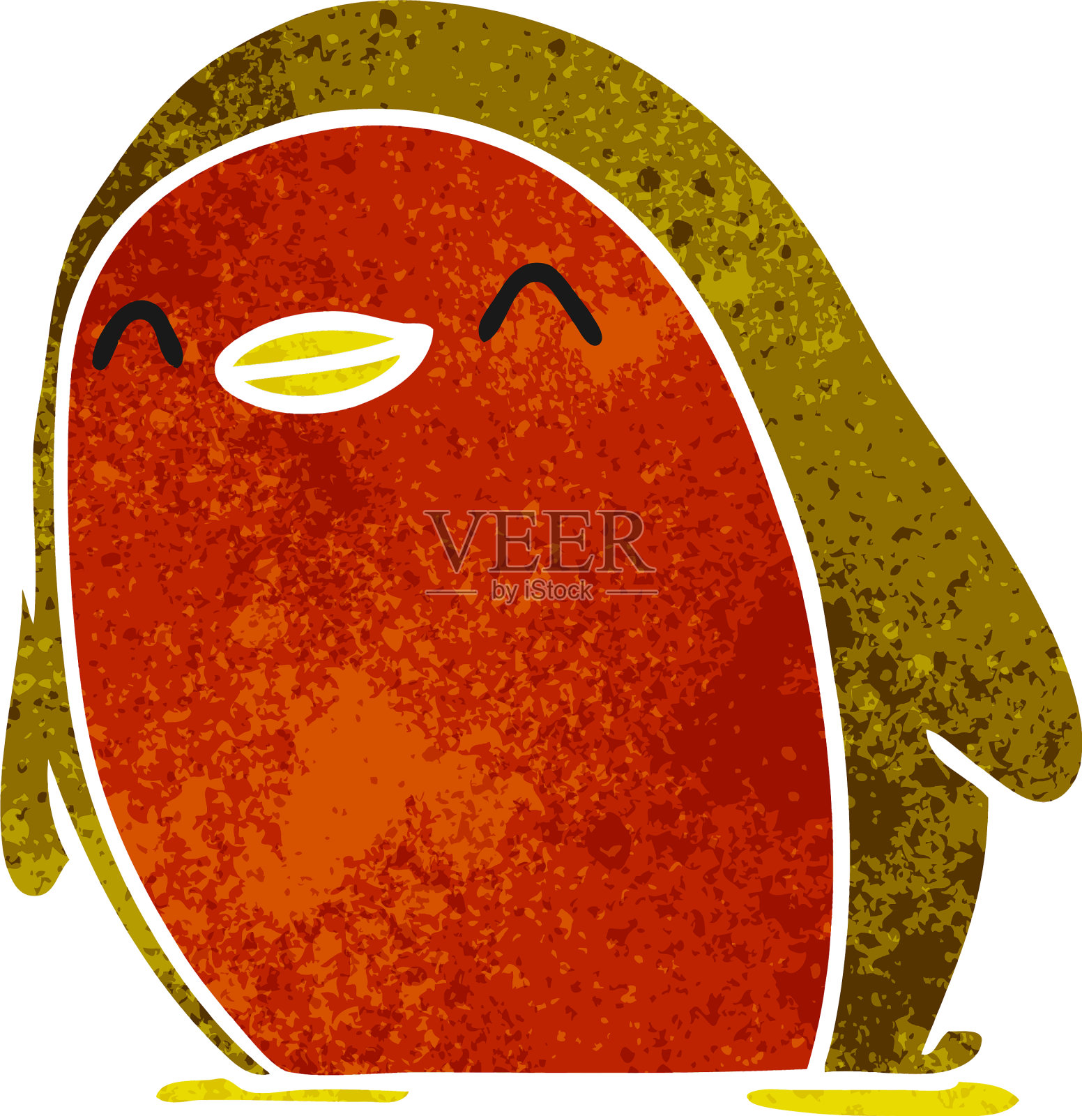 复古卡通可爱可爱的红知更鸟设计元素图片