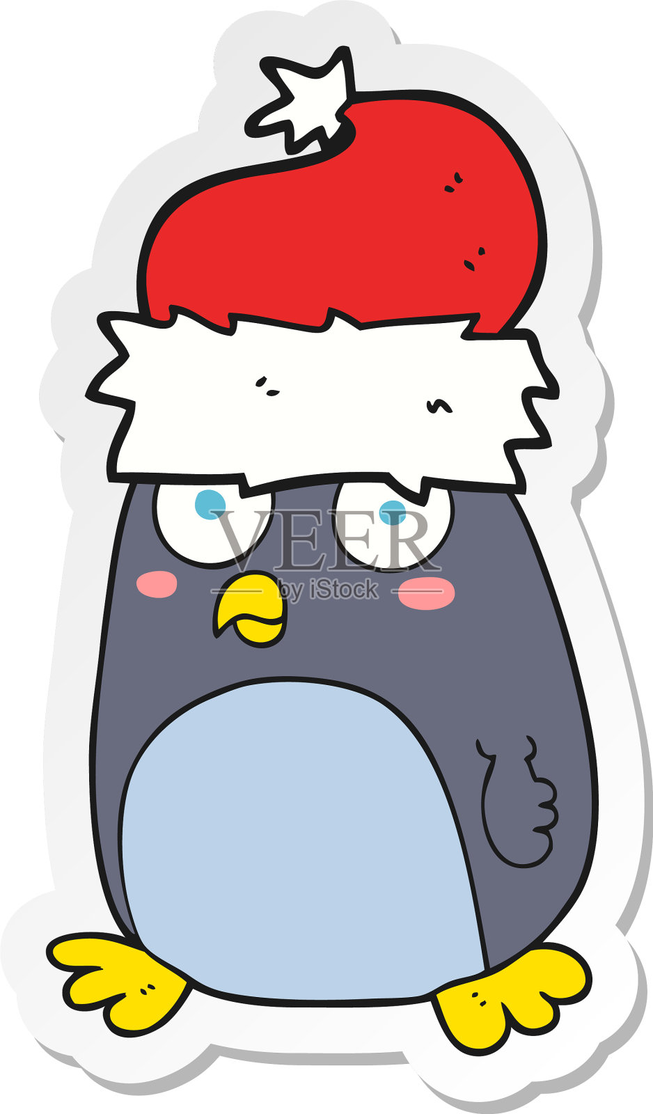 卡通企鹅贴纸设计元素图片