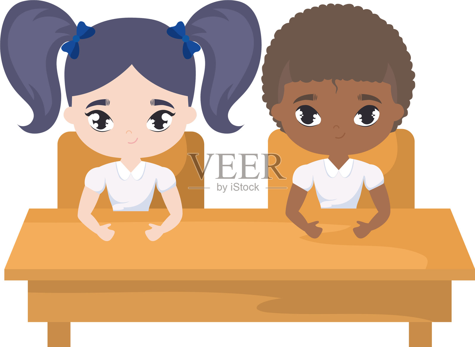 小学生坐在课桌上设计元素图片