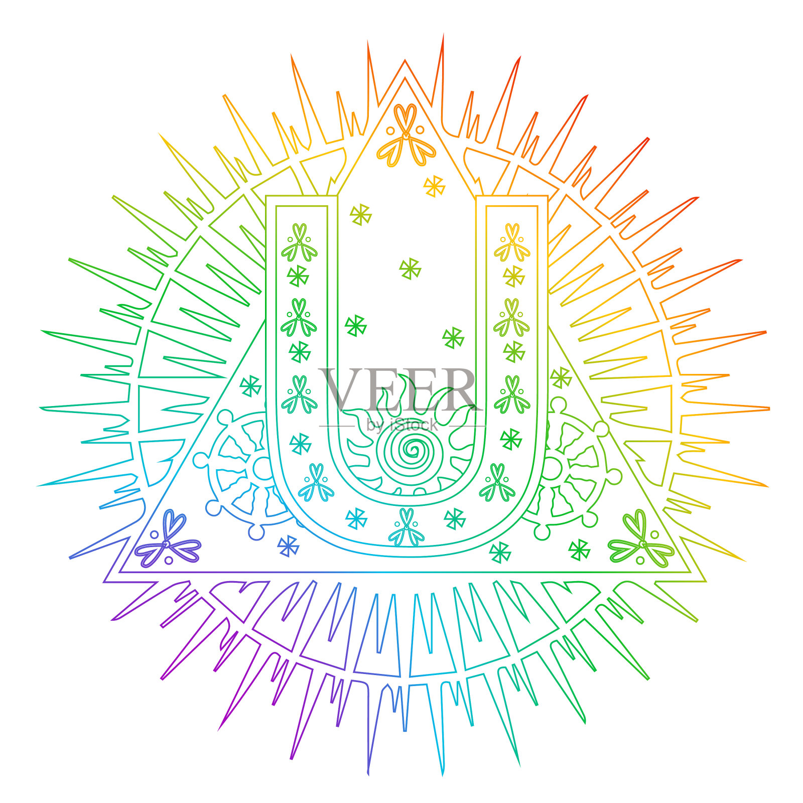 美丽的曼陀罗和太阳设计元素图片