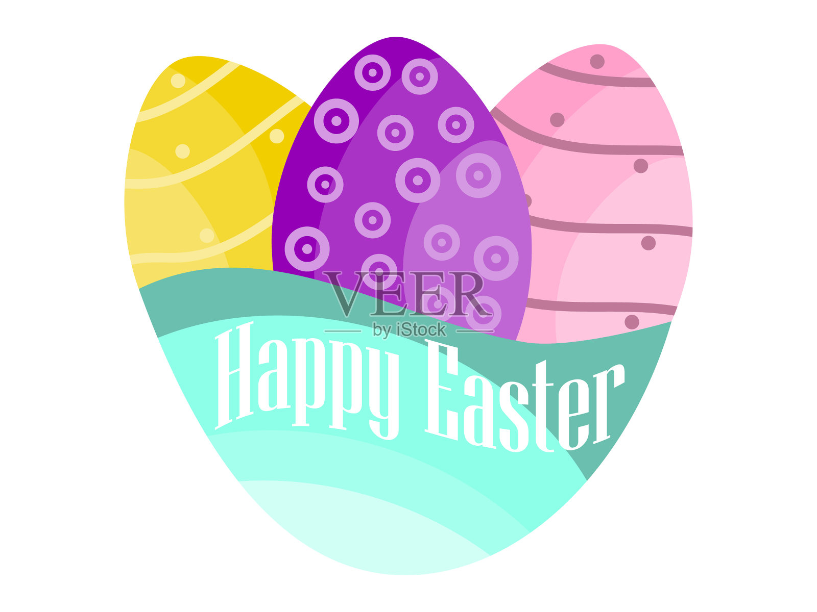 复活节快乐，白色背景下的复活节彩蛋设计元素图片