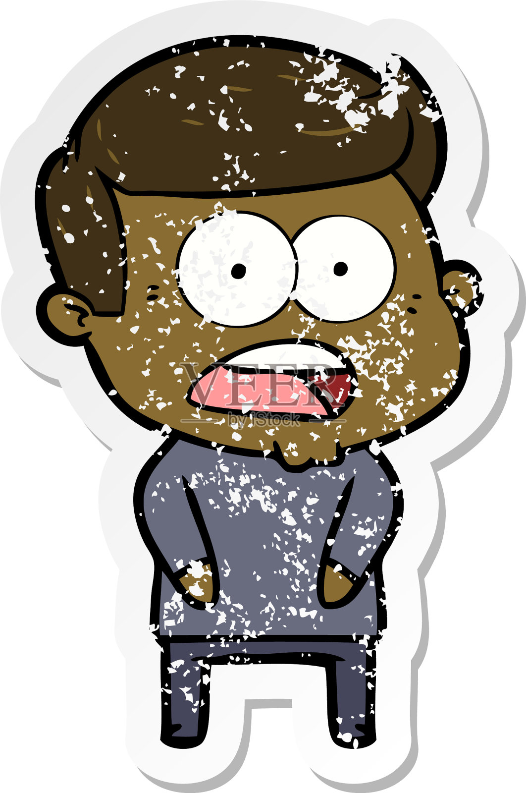 一个震惊的卡通男人的苦恼贴纸设计元素图片