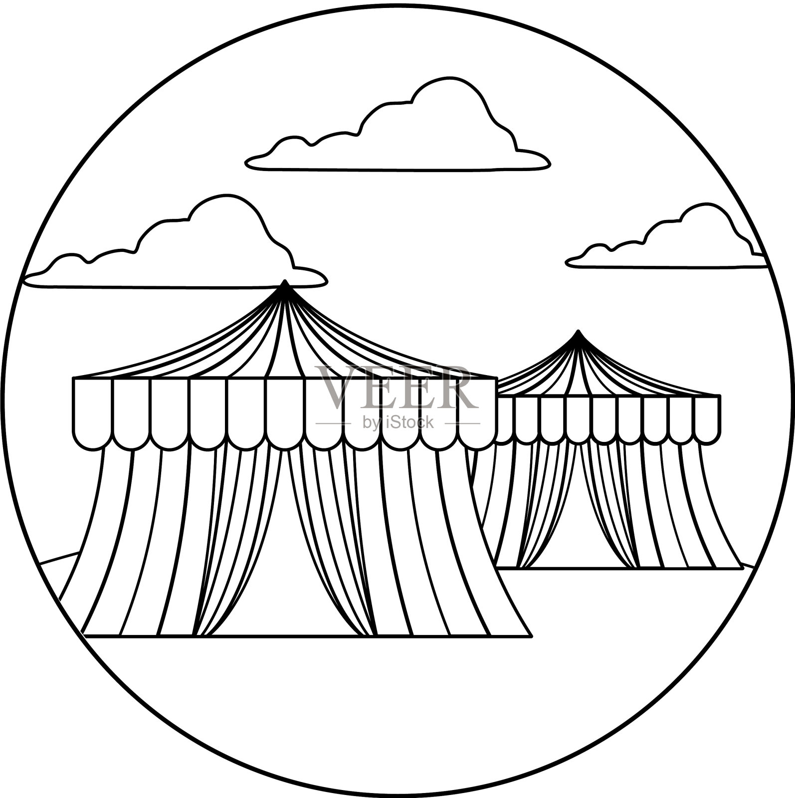 马戏团帐篷狂欢在框架圆形设计元素图片