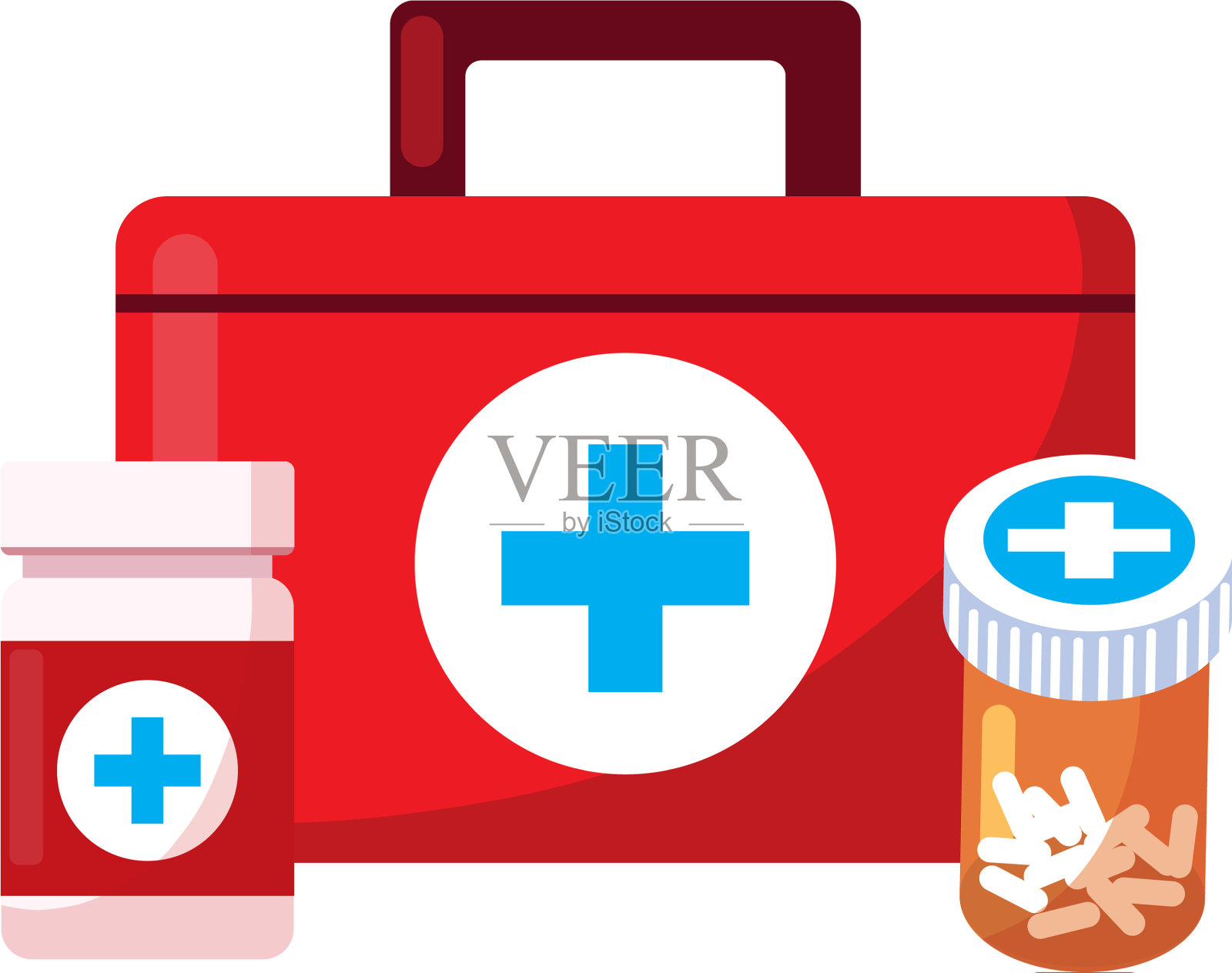 装有药品图标的医疗包设计元素图片