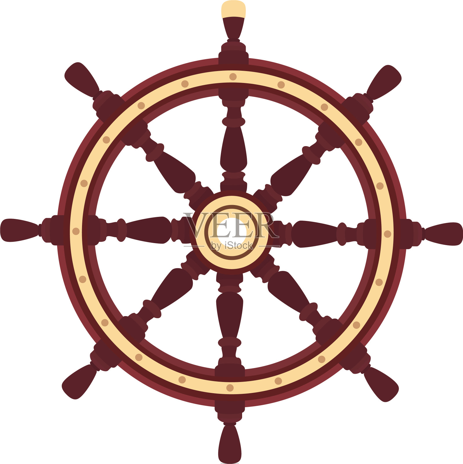 平底船手轮船轮舵设计元素图片