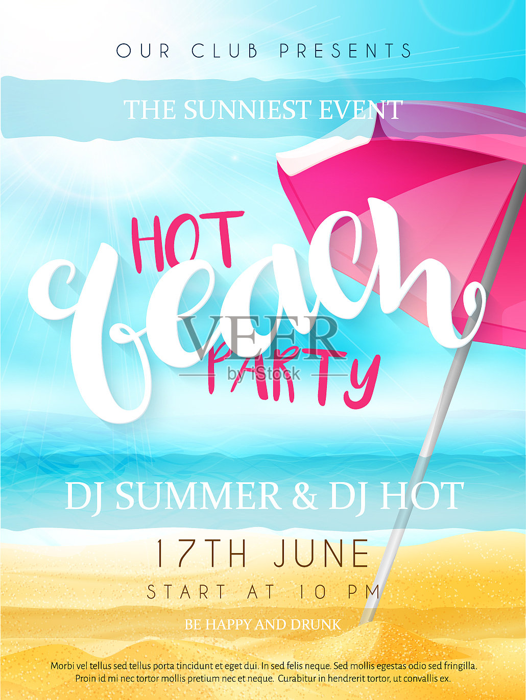 沙滩派对海报设计模板素材